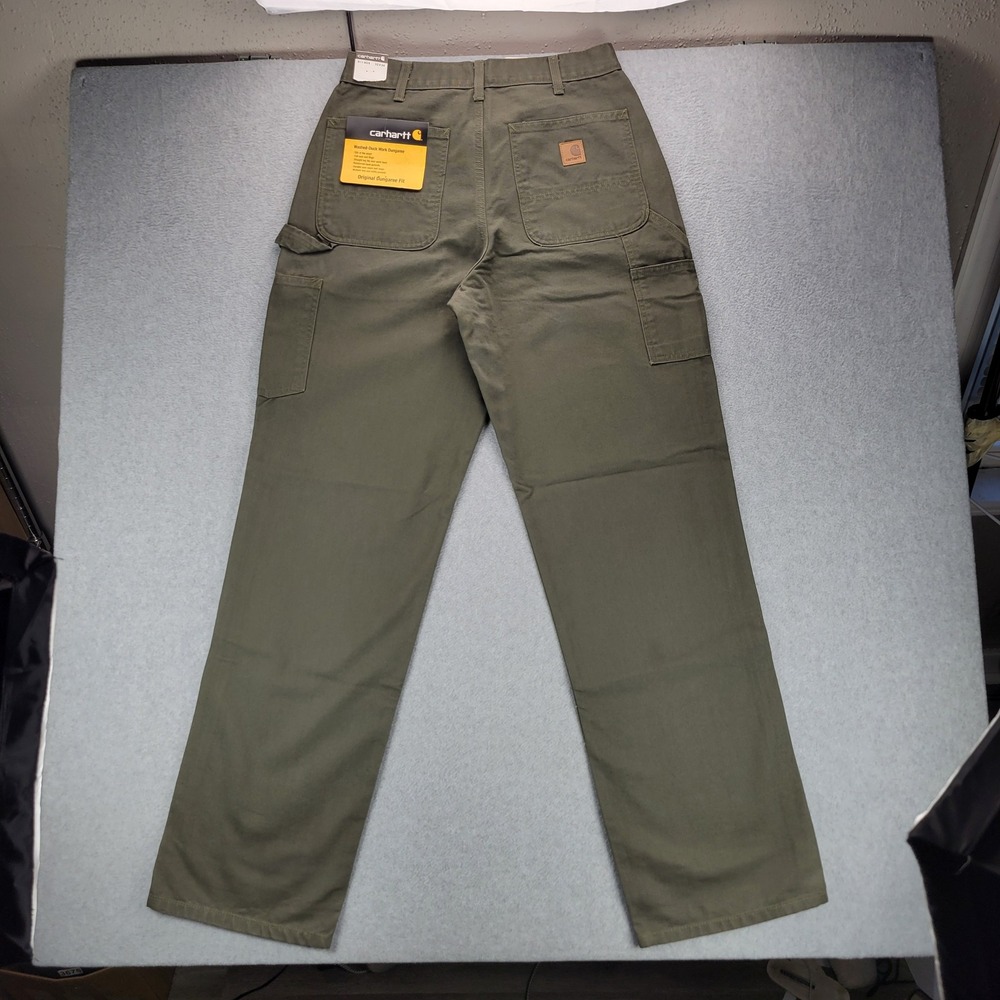 Carhartt B11 MOS Washed Duck Work Dungaree Men 32x34 Moss Green Carpenter Pants
